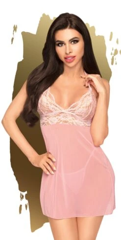 Robe De Nuit Rose Dentelle Et Maille Penthouse