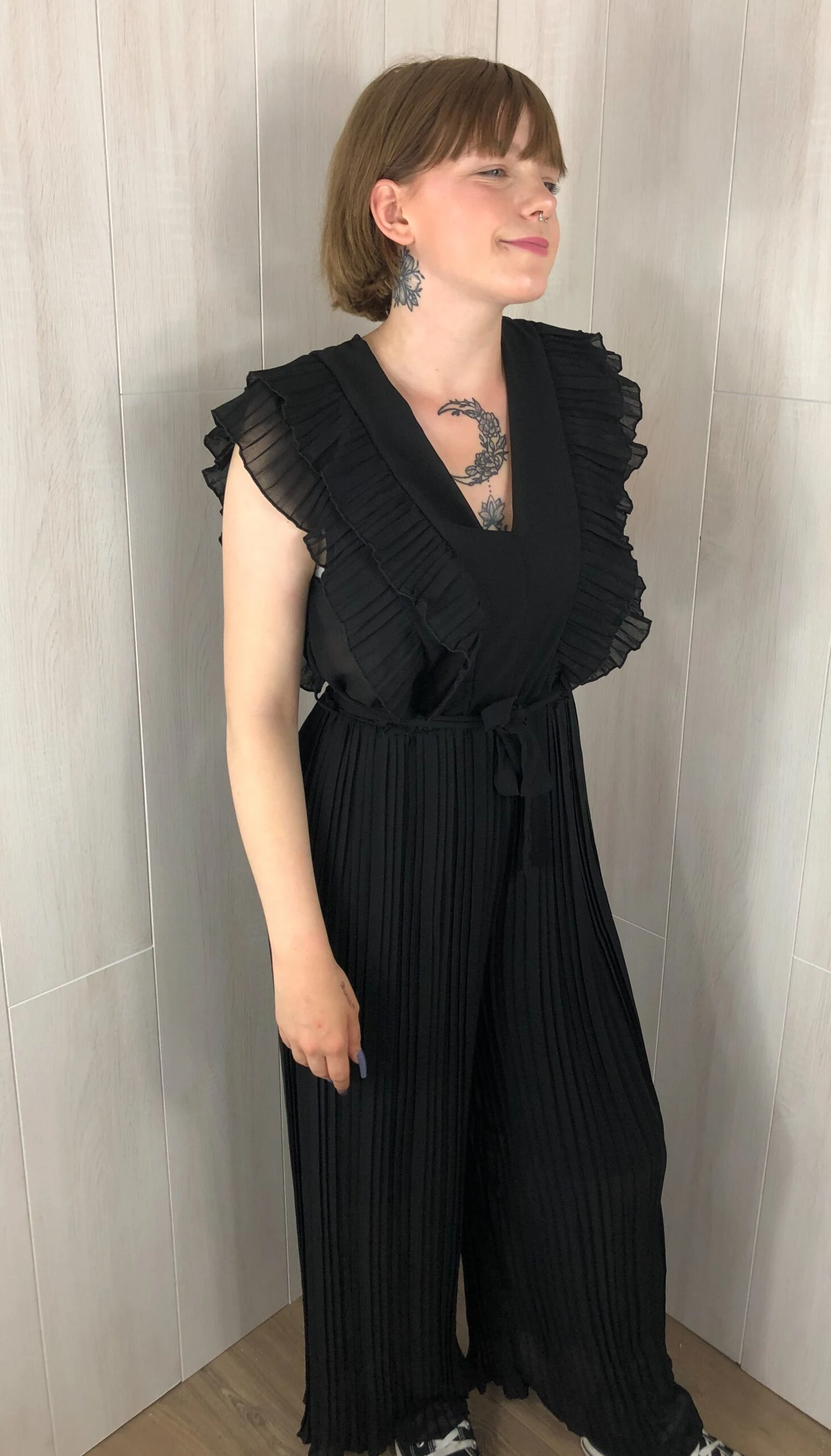 Combinaison Longue Noir à Froufrou