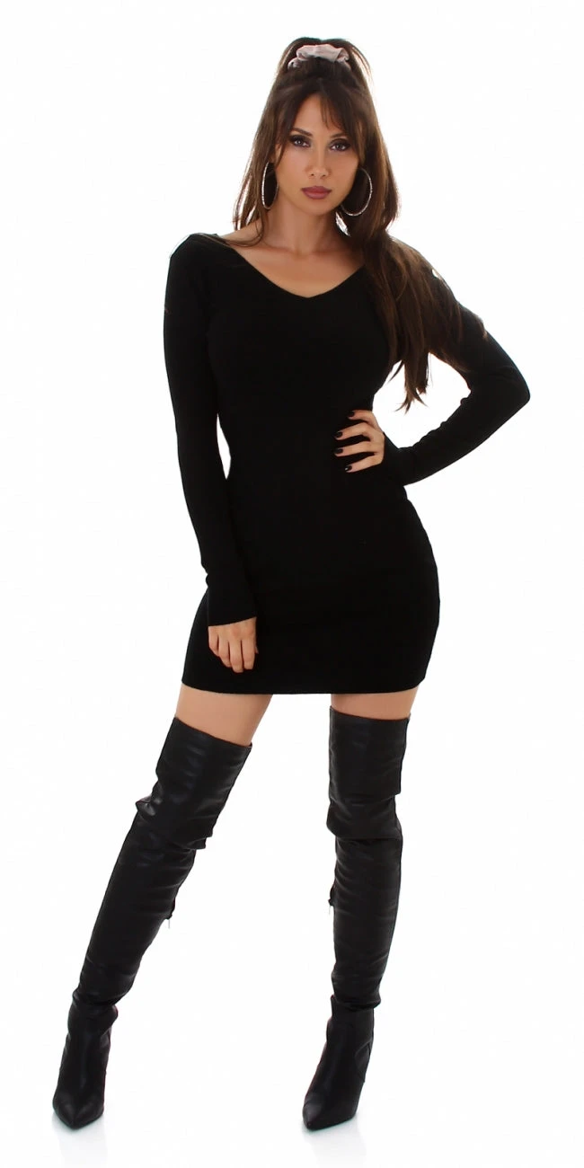 Robe Courte à Manches Longues Noire – Image 2