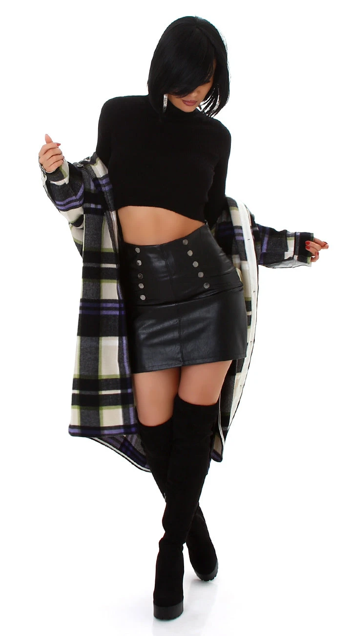 Jupe Imitation Cuir à Boutons – Image 4