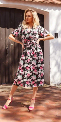 Robe Longue Noire Fleurie