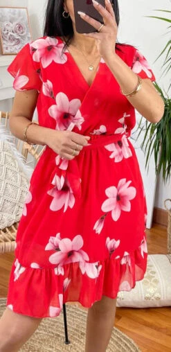 Robe Rouge à Fleur